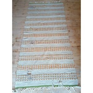 Antique Imported Swedish HandMade Rag Rug Runner (37 x 83 inches )